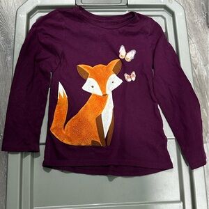 Wonder Nation Maroon Long Sleeve with Fox and Butterfly